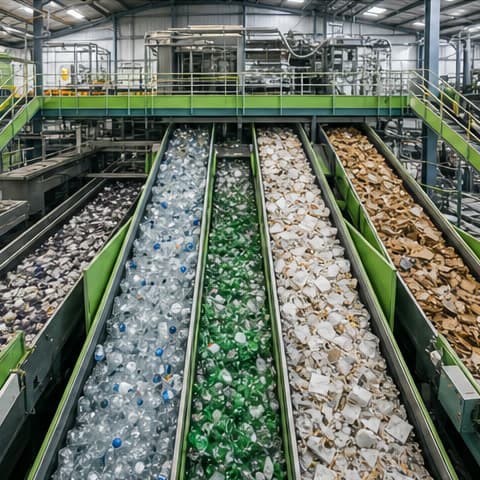 Materials recovery facility separating reusable material streams